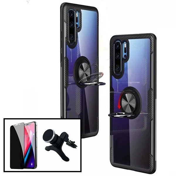 5D Privacy Screen Protector and Clear Armor Case with Magnetic Car Mount for Xiaomi Mi 8 Lite
