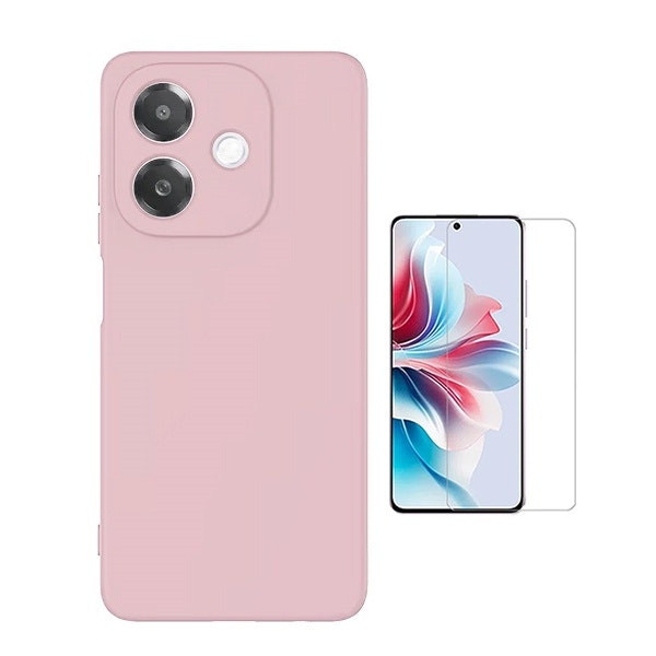 Protector de vidrio templado y funda de silicona líquida para Oppo A3x 4G