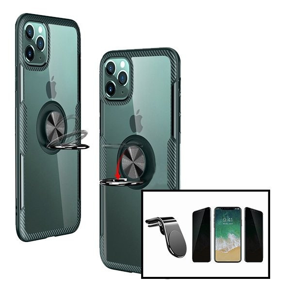 Kit protector de privacidad 5D, funda Clear Armor 3x1 y soporte magnético para iPhone 11 Pro