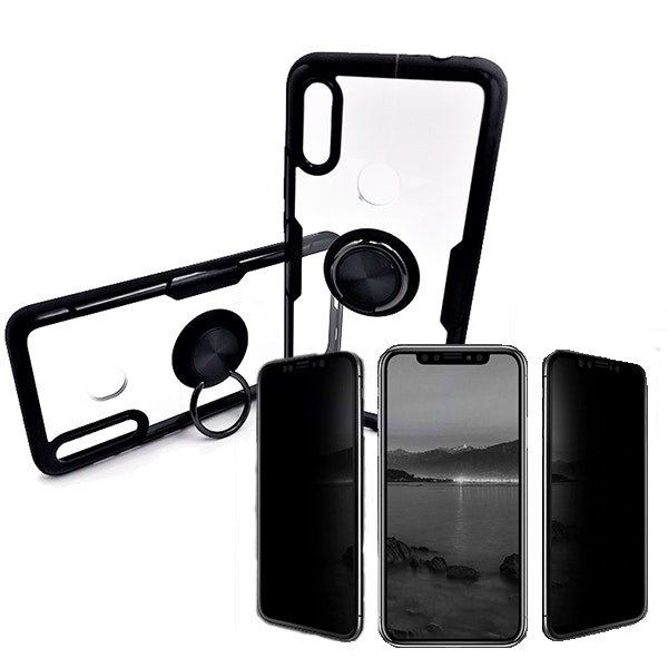 Kit Película 5D Anti-Spy + Capa 3x1 Clear Armor para Xiaomi Redmi 7