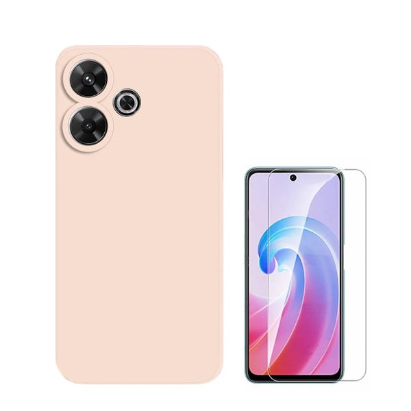 Kit protector vidrio templado y funda silicona líquida Redmi 13