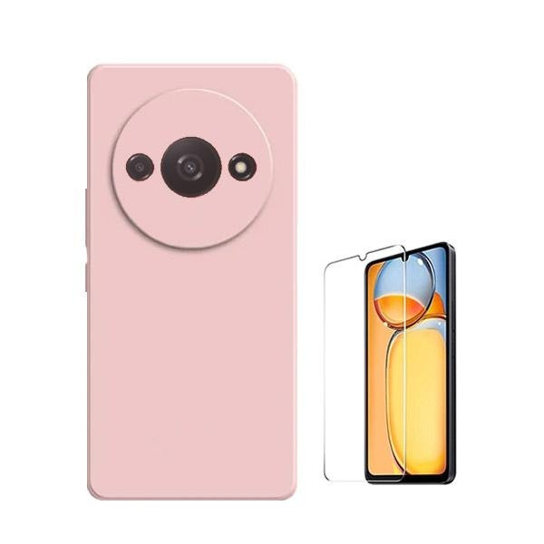 Protector de cristal templado y funda de silicona líquida para Redmi A3