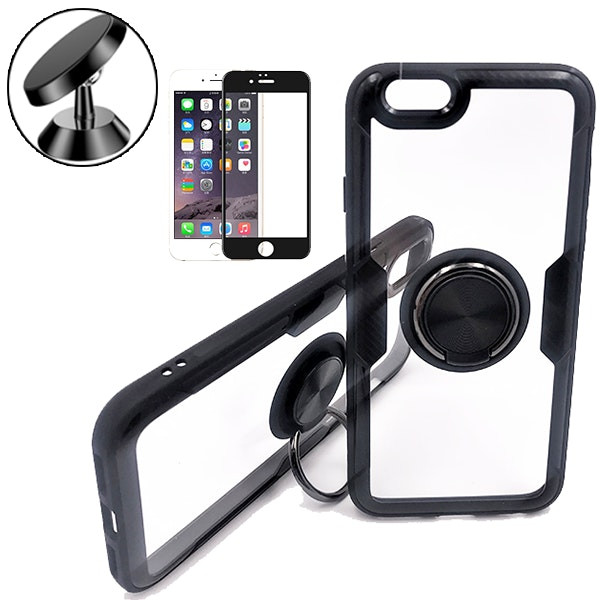 Clear Armor 3-in-1 case kit with 5D Full Cover glass and magnetic car mount for iPhone 6/6S