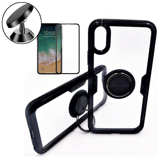 Case, Tempered Glass and Magnetic Mount for iPhone XS Max