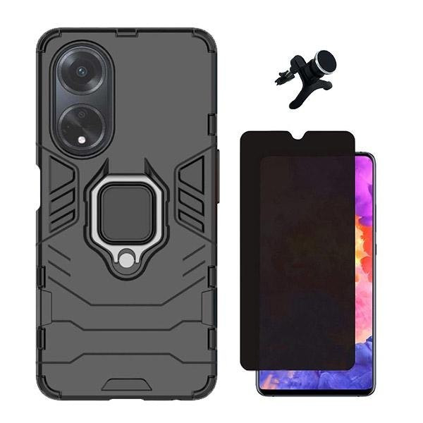 Privacy 5D Glass + Military Defender 3-in-1 Case + Magnetic Car Mount for Oppo A18
