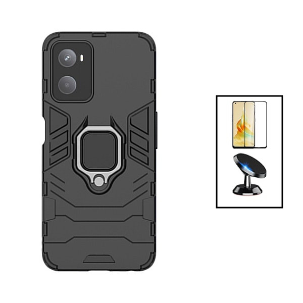 Kit Cristal Templado Full Cover 5D con Funda Military Defender y Soporte Magnético para Oppo A96