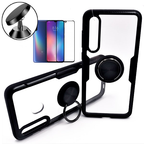 Kit funda Clear Armor + cristal Full Cover 5D + soporte magnético para coche