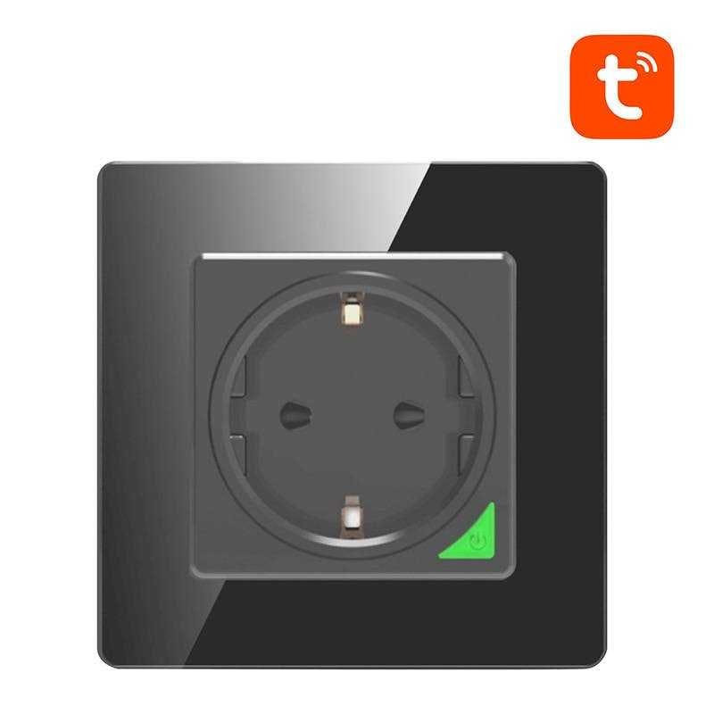 Enchufe de pared Wi‑Fi AVATTO N-WOT10-EU-B vidrio templado + PC negro