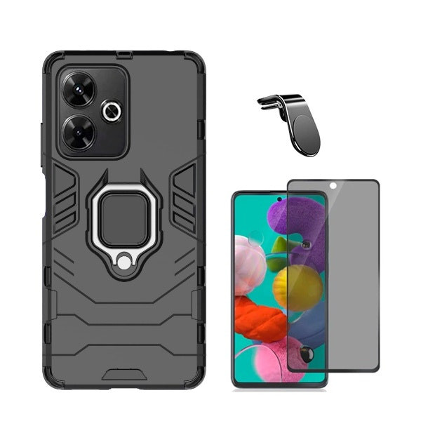 5D privacy screen, Military Defender 3-in-1 case and magnetic mount for Xiaomi Redmi 13