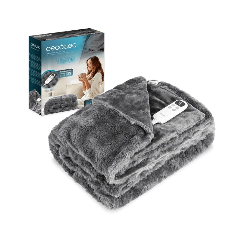Manta eléctrica HeatConfort Noa, Faux Fur y franela