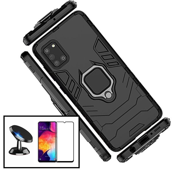 Protector de Vidrio Full Cover 5D + Funda Military Defender con Anilla y Soporte Magnético para Coche