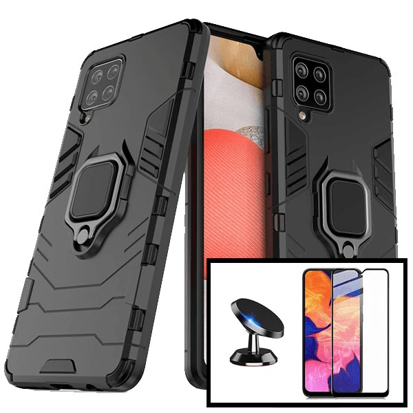 Kit funda Military Defender + vidrio Full Cover 5D + soporte magnético