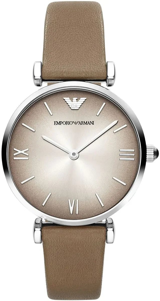 AR1768 watch with brown dial and leather strap