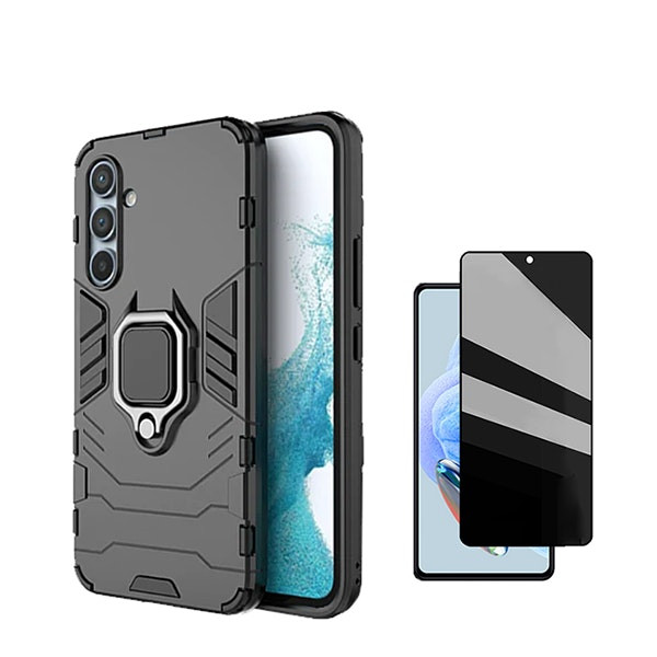 Kit Película 5D Anti-Spy + Capa 3X1 Military Defender para Samsung Galaxy S23 FE - Preto