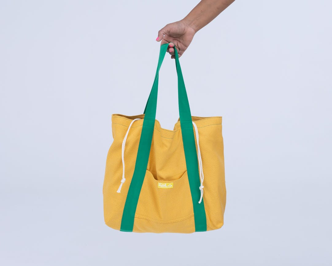 Bolsa de playa Baleal en sarga de algodón amarillo