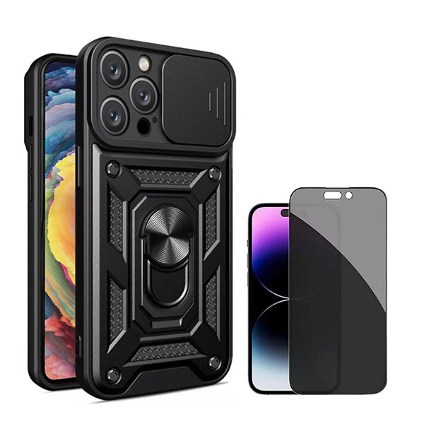 Funda Magnetic Military Defender con película Anti-Spy para iPhone 16 Pro