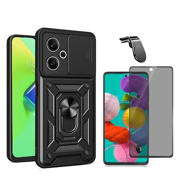 Funda Magnetic Military Defender con Protector 5D Anti-Spy y Soporte Magnético para Xiaomi Poco M6 4G