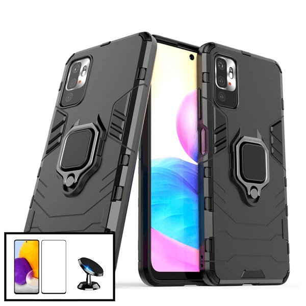 Case Military Defender kit, Full Cover tempered glass and magnetic car mount for Xiaomi Redmi Note 11 4G