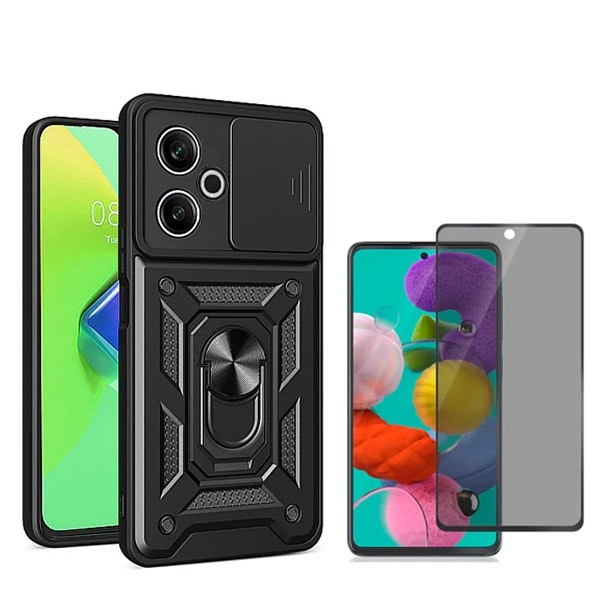 Magnetic Military Defender case with Anti-Spy screen protector for Xiaomi Poco M6 4G