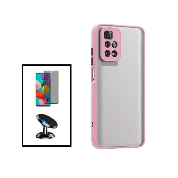 Funda antichoques translúcida con película de privacidad 5D y soporte magnético para Redmi Note 11