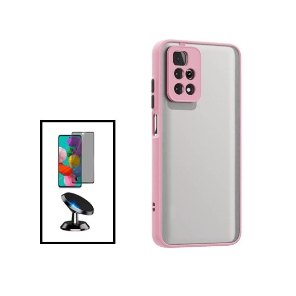 Funda antichoque translúcida con protector 5D de privacidad y soporte magnético para Xiaomi Poco X4 Pro 5G