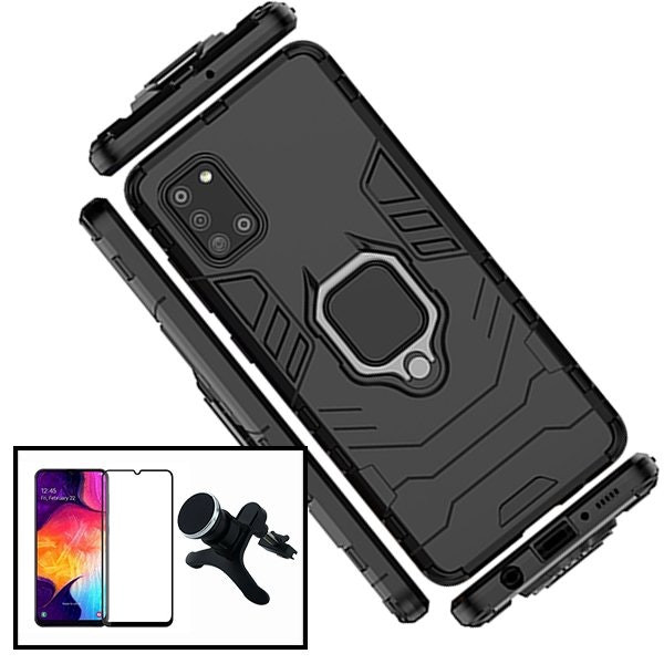 Kit de protección: vidrio 5D Full Cover + funda Military Defender 3 en 1 + soporte magnético para coche