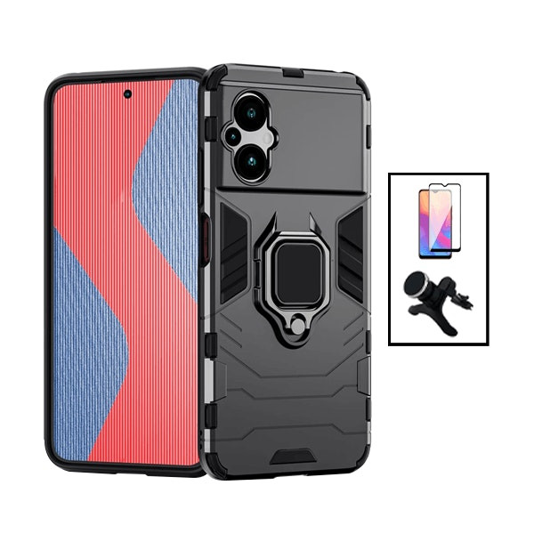 Kit protector vidrio templado y funda Military Defender con soporte magnético para Xiaomi Poco M5