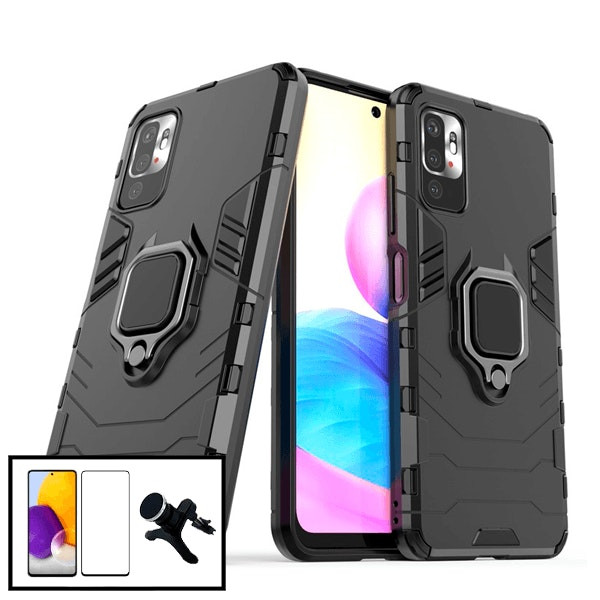 Phonecare protection kit for Xiaomi Redmi 10 — tempered glass, Military Defender case and magnetic car mount