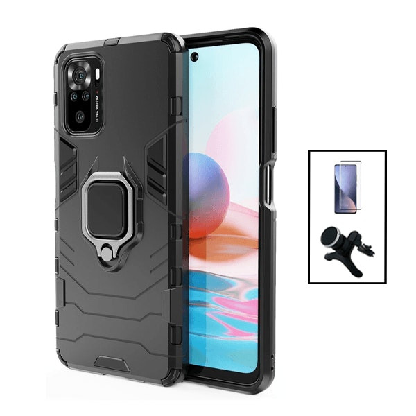 Kit vidrio templado Full Cover y funda Military Defender con soporte magnético para Xiaomi Poco M5S