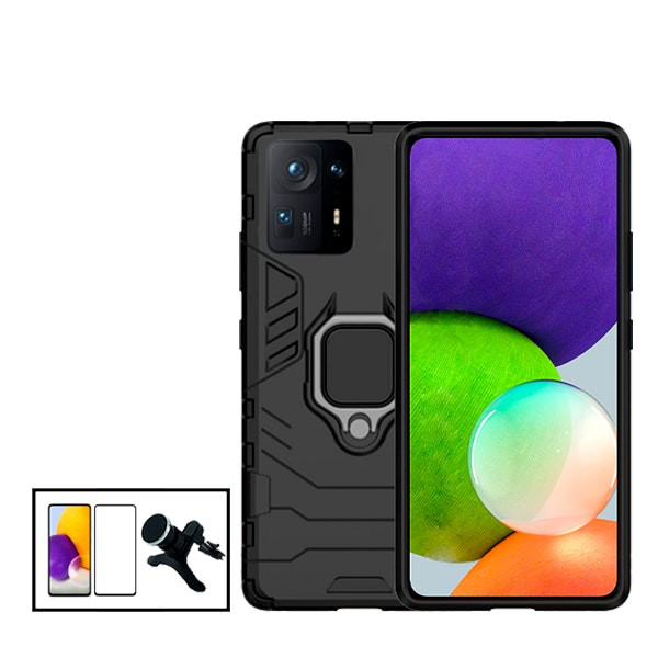 Tempered glass full cover 5D kit and Military Defender case with magnetic car mount for Xiaomi Mix 4