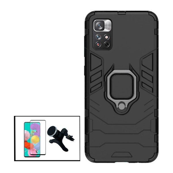 Kit de protección para Xiaomi Redmi Note 11S — cristal templado, funda 3‑en‑1 y soporte magnético