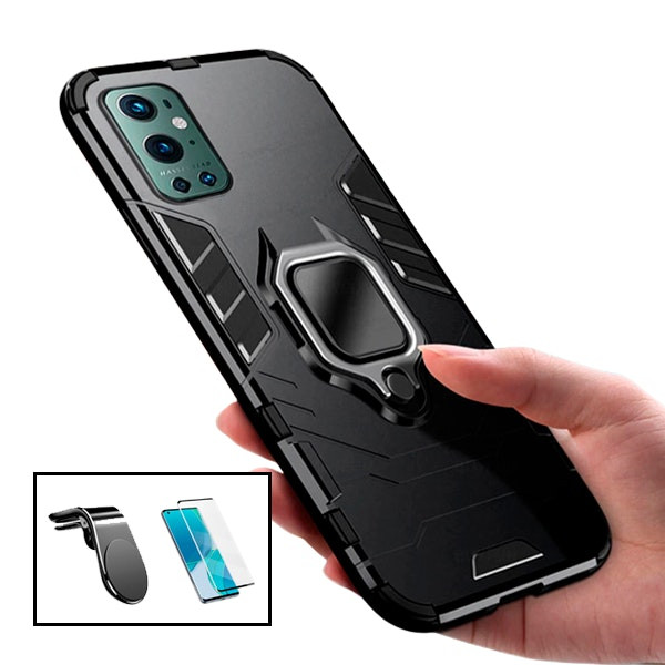Kit accesorios: vidrio Full Cover + funda Military Defender + soporte magnético para OnePlus 9 Pro