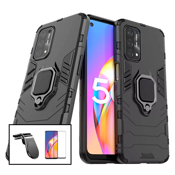 Kit Phonecare: funda Military Defender, cristal templado y soporte magnético para Oppo A55 5G