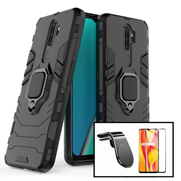 Protector de vidrio y funda Military Defender con soporte magnético para Oppo A11