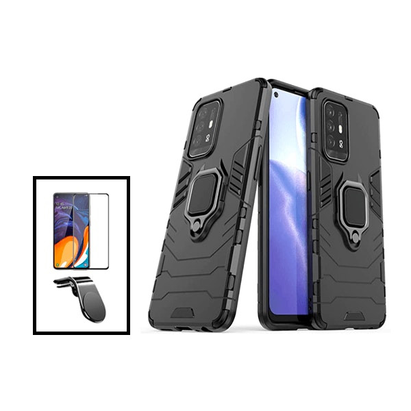 Kit Phonecare: protector Full Cover 5D y funda Military Defender con soporte magnético para Oppo Reno5 Z - Negro