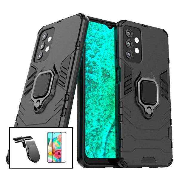 Protection kit: Full Cover 5D glass + Military Defender 3-in-1 case + Magnetic mount for Samsung Galaxy A72 5G