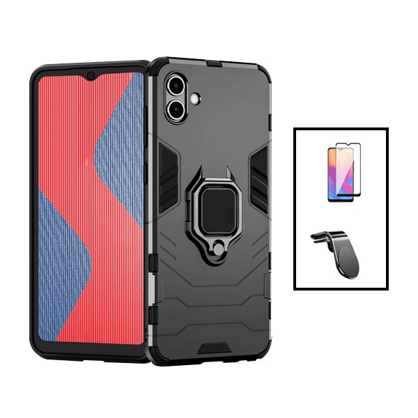 Glass protector 5D, Military Defender case and magnetic car mount for Samsung Galaxy M13 5G - Black