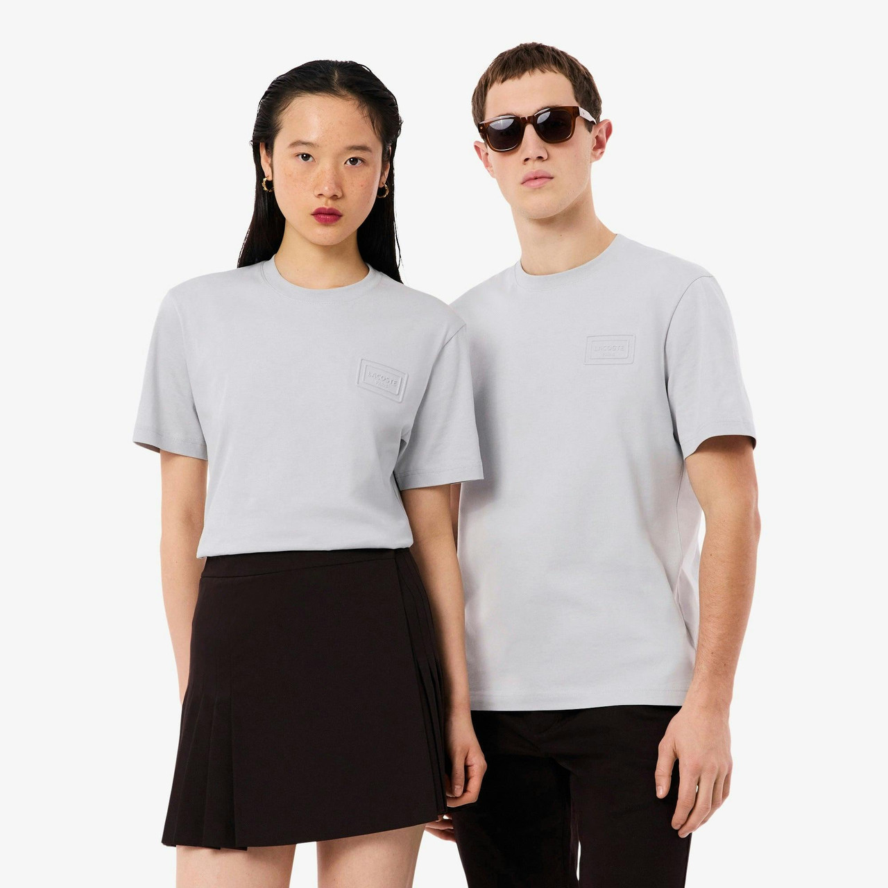 T-shirt in jersey with embossed branding and embroidered crocodile