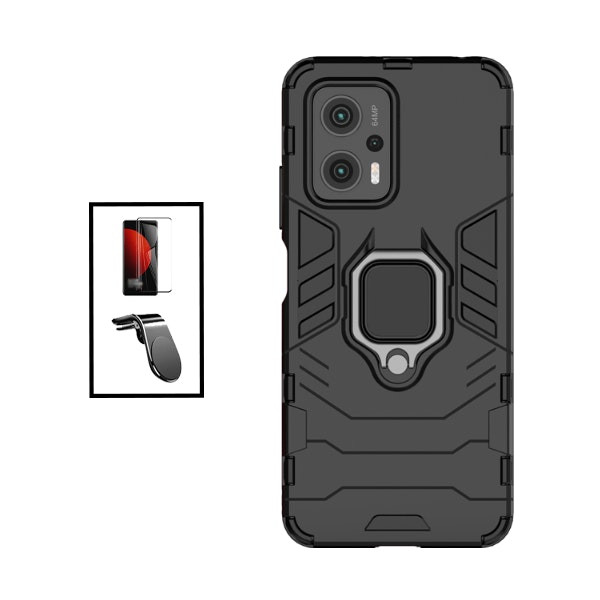 Kit accesorios para Xiaomi Poco X4 GT: vidrio templado Full Cover, funda Military Defender 3x1, soporte magnético