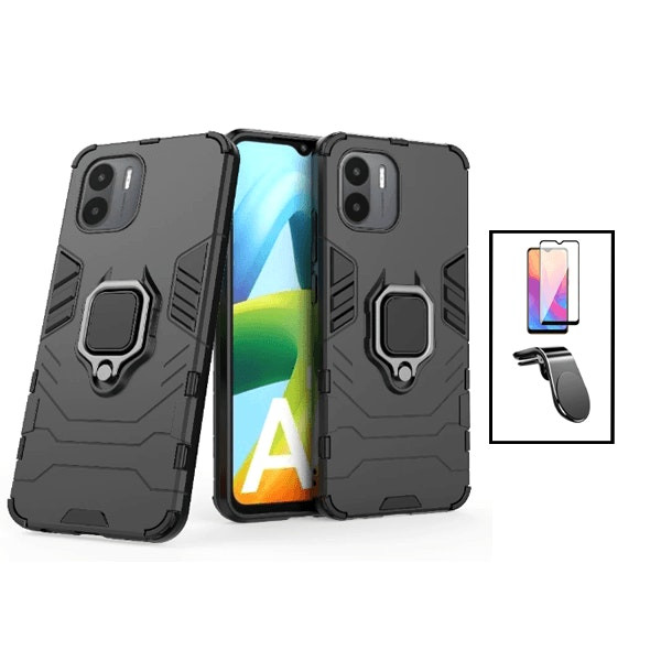 Phonecare kit for Xiaomi Redmi A1: tempered glass, 3-in-1 Military Defender case and magnetic mount