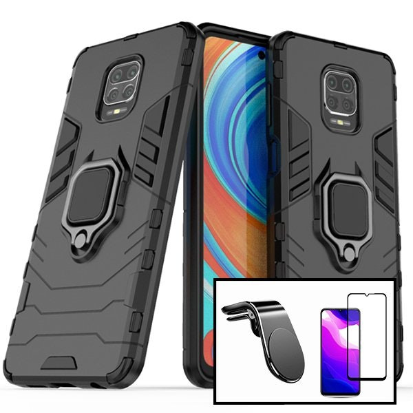 Kit de protección para Xiaomi Redmi Note 10 Lite: cristal templado, funda Military Defender y soporte magnético
