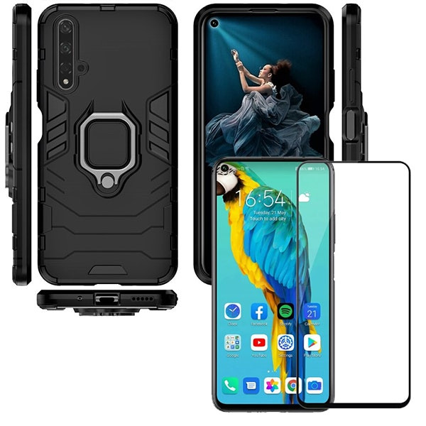 Tempered glass and Military Defender case kit for Honor 20