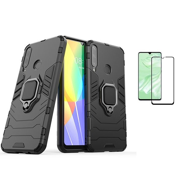 Protector vidrio templado Full Cover 5D y funda de silicona para Huawei Y6P
