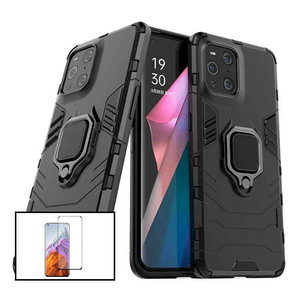 Kit protector de vidrio y funda Military Defender para Oppo Find X3 Pro