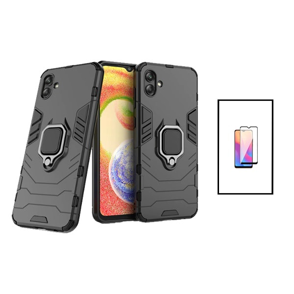 Protector vidrio templado 5D y funda Military Defender 3 en 1 para Samsung Galaxy A04