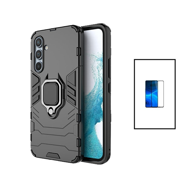 Funda Military Defender 3 en 1 y Protector de Vidrio Full Cover para Samsung Galaxy A34 5G - Negro