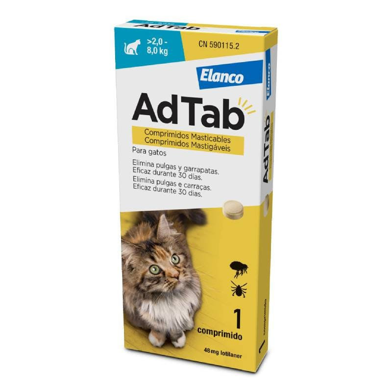 Chewable antiparasitic tablet for cats 2-8 kg