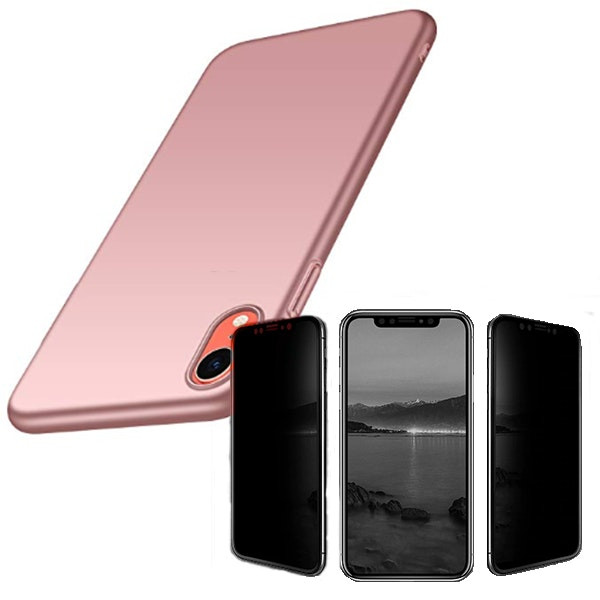 Protector de Pantalla 5D de Privacidad y Funda SlimShield para iPhone XR - Rosa