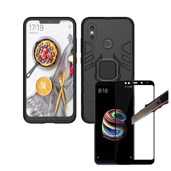 Funda Military Defender 3 en 1 y vidrio templado Full Cover para Xiaomi Mi A2