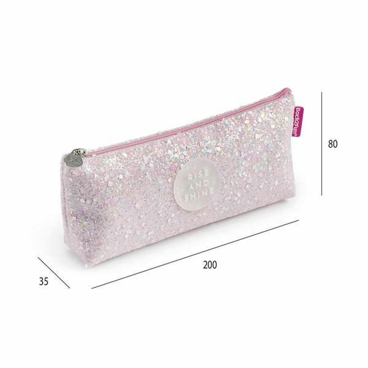 Triangular glitter pencil case pink